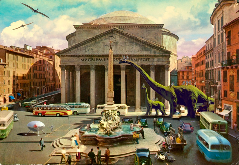 Illustration for article titled These Vintage Postcards Were Invaded By Aliens